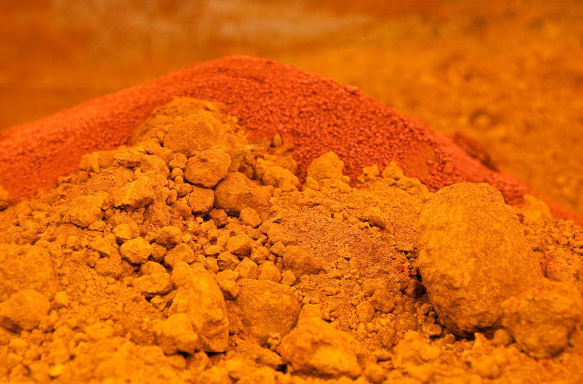 Pile of FEO iron oxide pigment